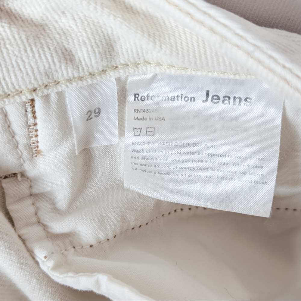REFORMATION Lexi High Rise Wide Leg Jeans Exposed Button Fly Ivory White 29 - Picture 11 of 12